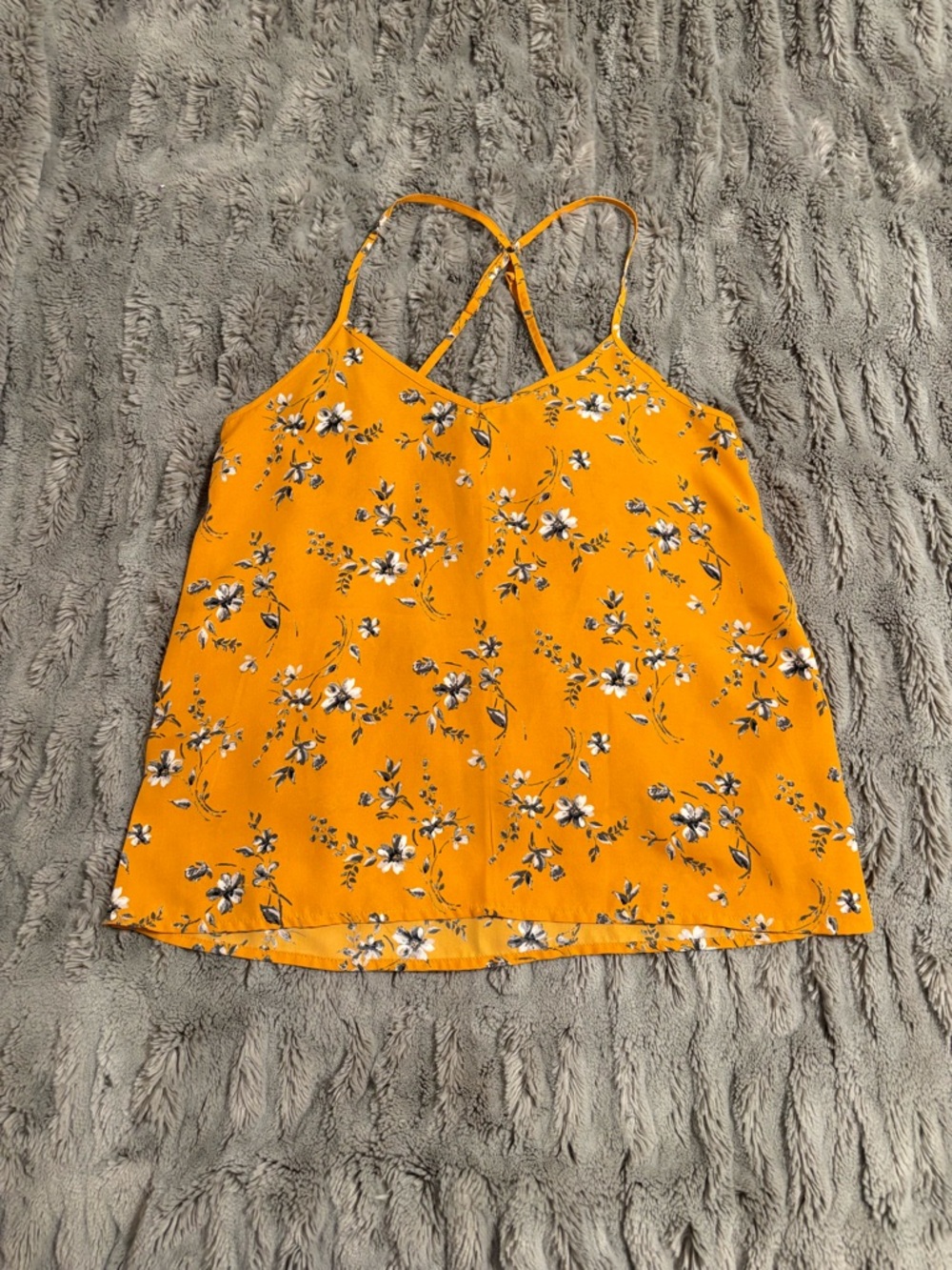 Hollister Yellow Floral Strappy Flowy Cami